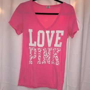 Victoria Secret Pink Love Pink T Shirt Hot Pink